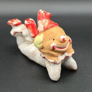 Vintage Hand Painted Clown Laying on Stomach Figurine Miniature NOLA‎ Kitschy